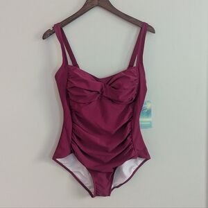 NEW Women's Beach Party 14 Swimsuit Purple Eggplant One Piece Bathing Suit
